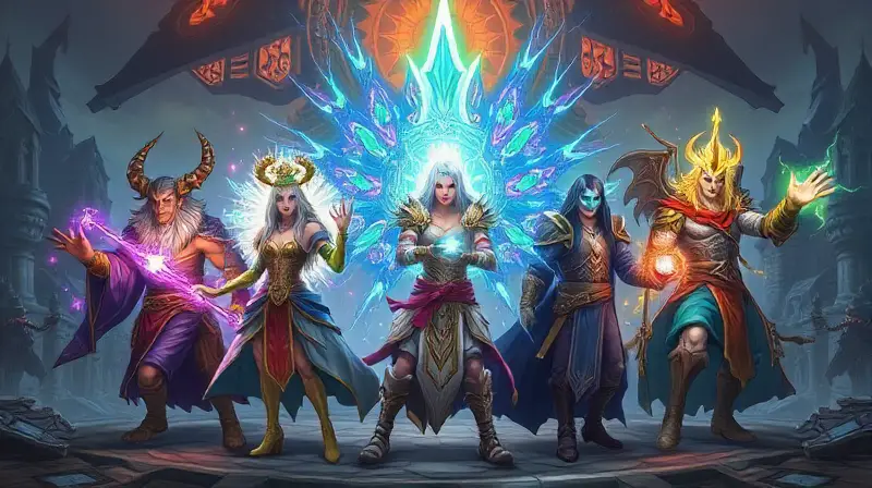 Sanadores MMO épicos con magias vibrantes