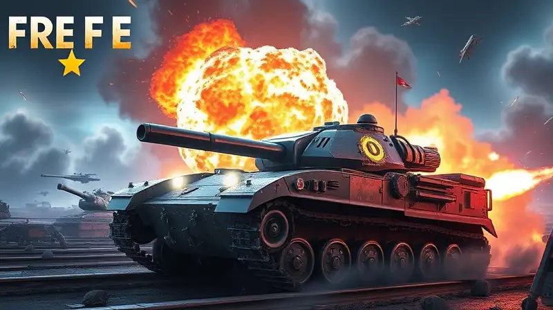 Tanque futurista en batalla con escudo