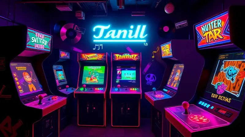 Máquina arcade retro con luces y música