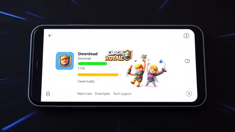 Pantalla móvil con descarga de Clash Royale