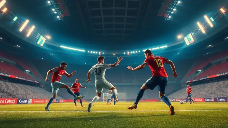 Partido de fútbol futurista con acción intensa