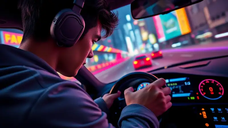 Persona concentrada en juego de carreras