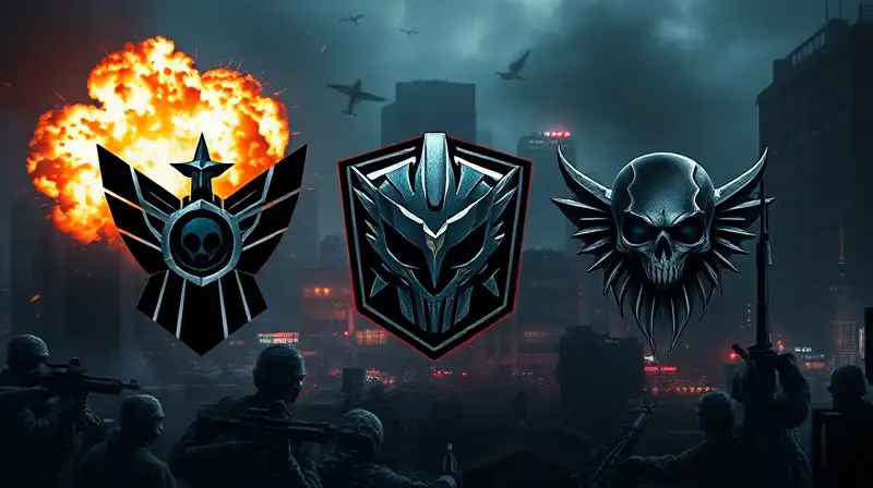 Emblemas militares futuristas con estilo urbano