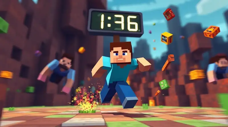 Personaje de Minecraft corriendo con velocidad