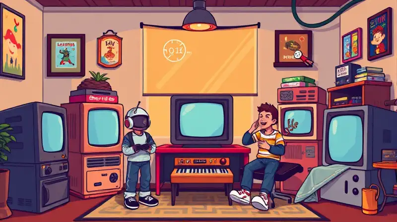 Personajes pixelados en consola retro nostálgica