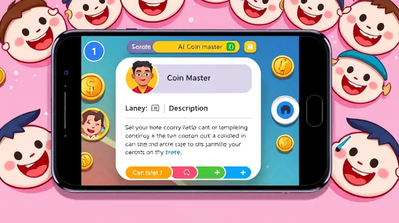 Pantalla de perfil Coin Master colorida y amigable