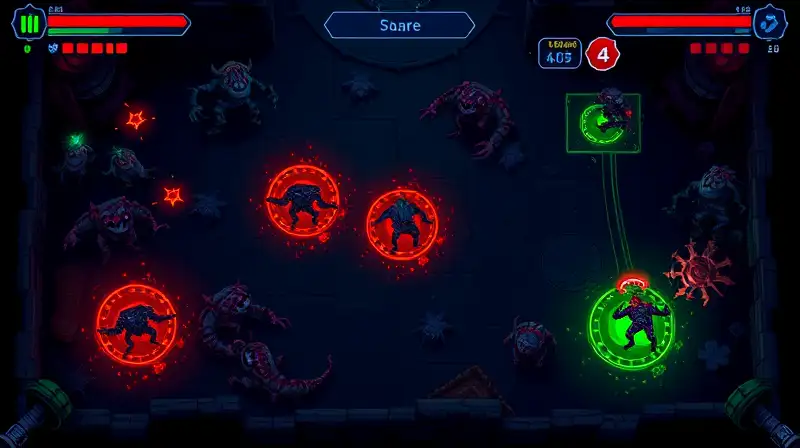 Juego arcade sobrevivencia, enemigos, zonas seguras