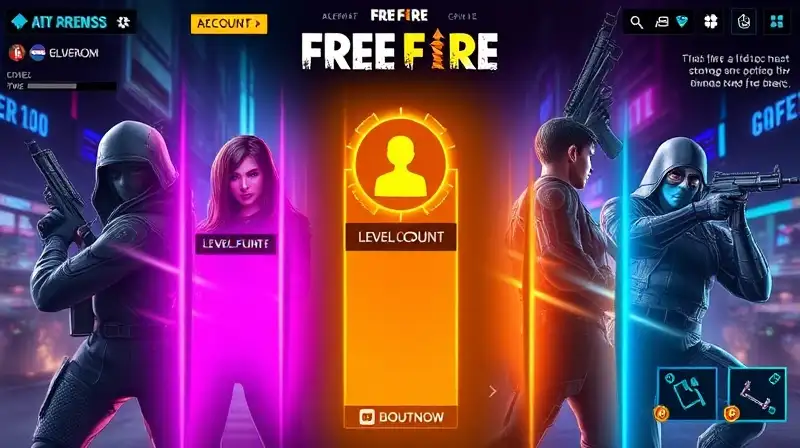 Interfaz futurista vibrante con personajes Free Fire