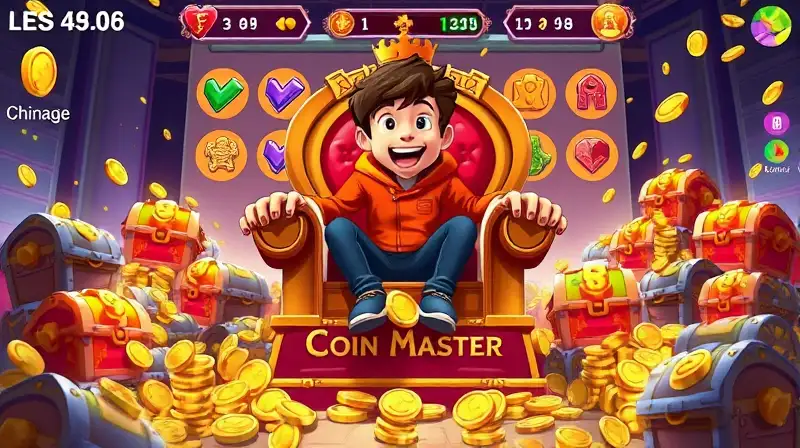 Jugador feliz en trono de cofres