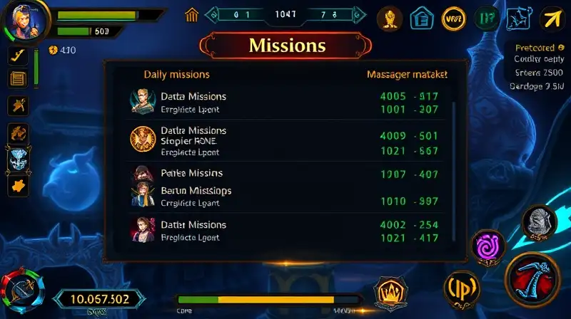 Interfaz de juego fantástica con misiones diarias