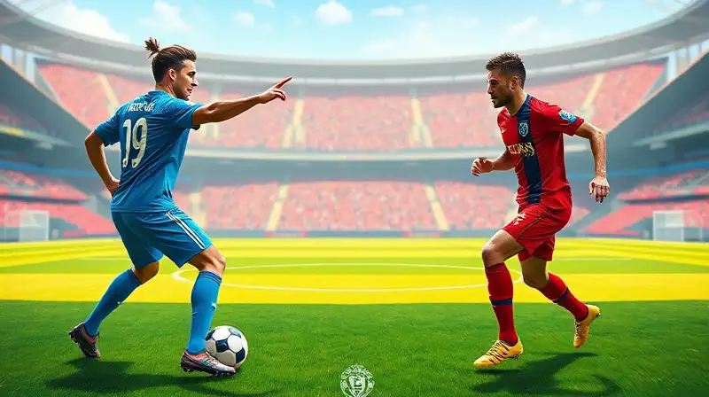 Dos futbolistas en acción sobre césped