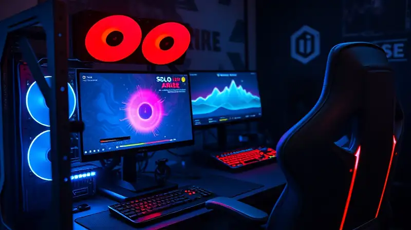 Setup gamer moderno con ventilación y luces