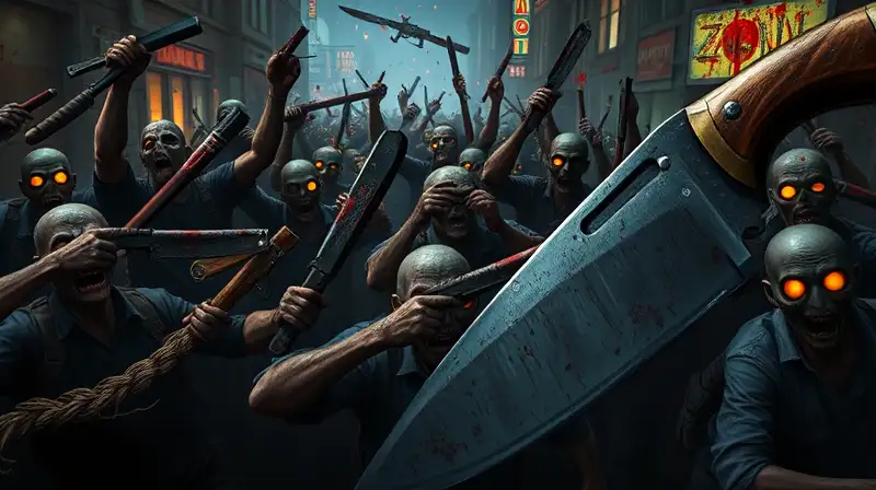 Armas cuerpo a cuerpo luchan contra zombis