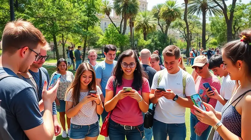 Personas juegan Pokémon GO al aire libre