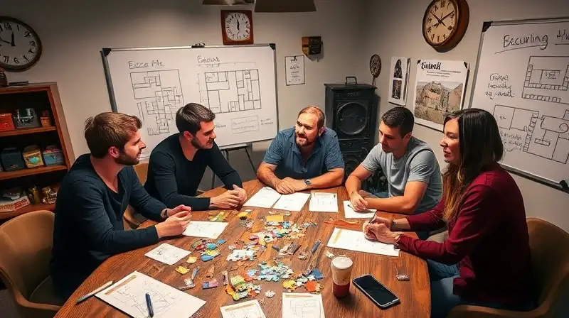 Equipo creativo diseña juego escape en sala