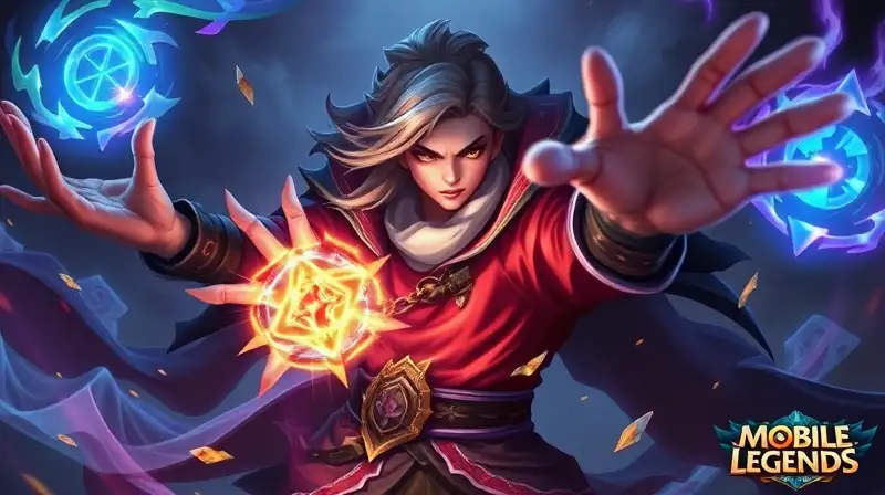 Mago poderoso lanzando runas mágicas brillantes
