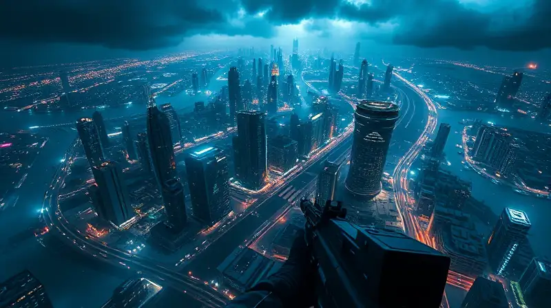 Mapa futurista urbano nocturno y dinámico