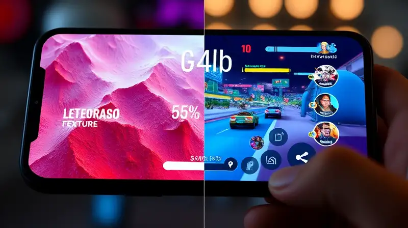 Smartphone muestra texturas nítidas y comparativas