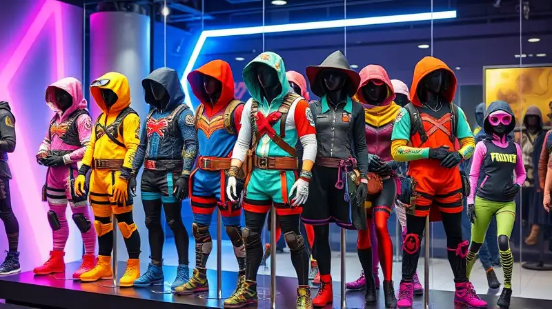 Disfraces de Fortnite en maniquíes coloridos