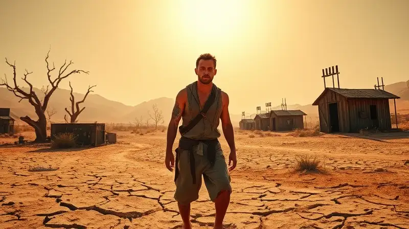 Superviviente solitario en desierto post-apocalíptico