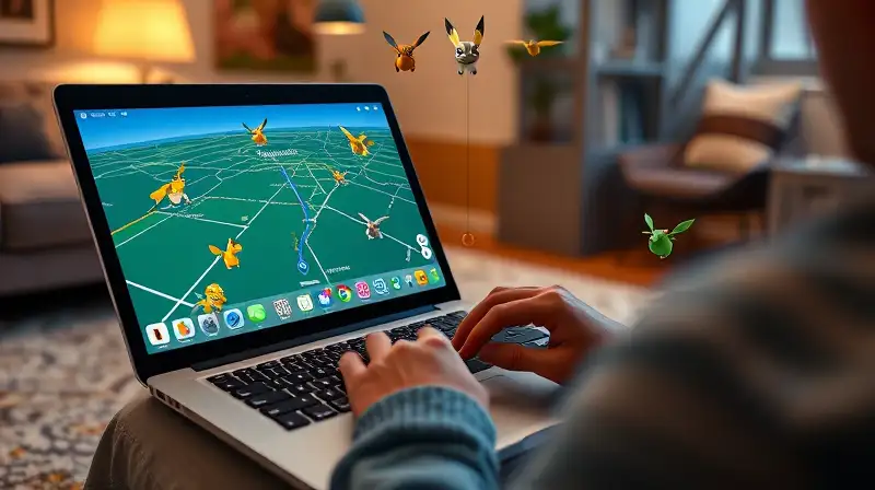 Persona usando laptop con Pokémon GO abierto