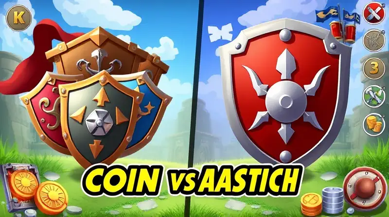 Escudos vibrantes y elementos del juego Coin Master