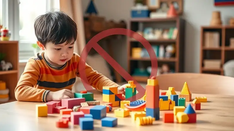 Niños juegan con bloques en casa
