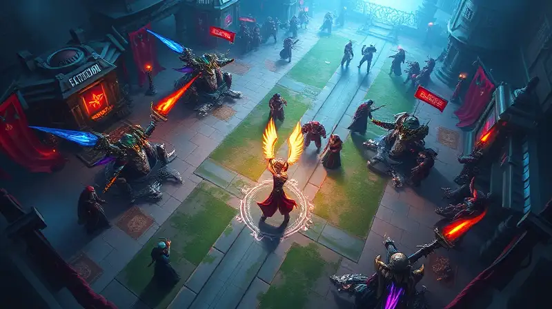 Escena épica de MOBA con héroe