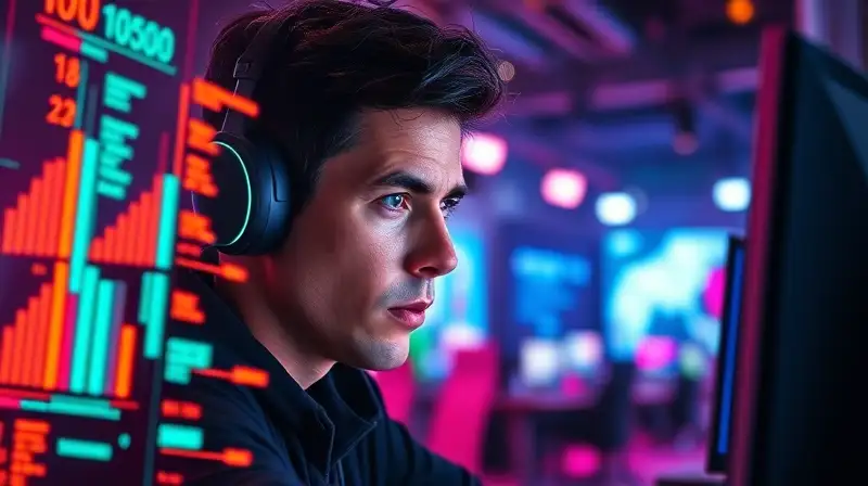 Gamer concentrado en arena futurista vibrante