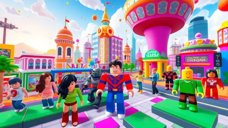 Mundo Roblox colorido con estilos artísticos variados