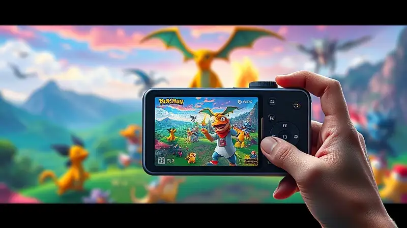 Jugador fotografía Pokémon en mundo vibrante