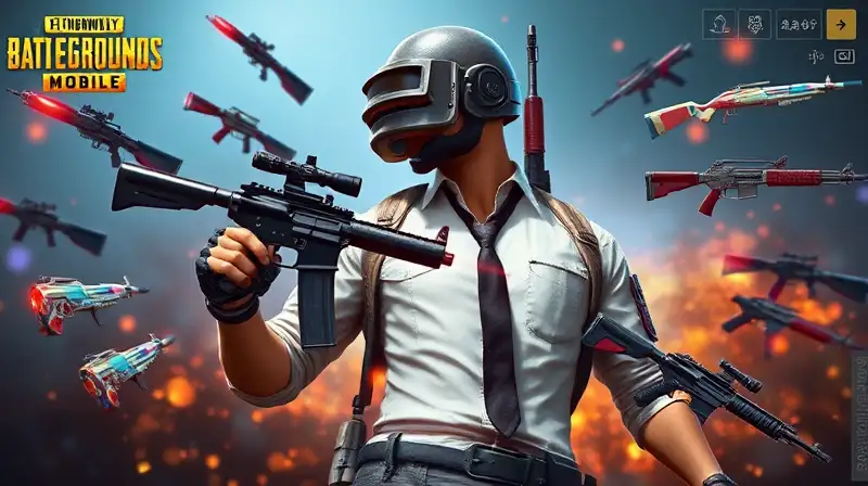 Personaje PUBG Mobile con armas y efectos
