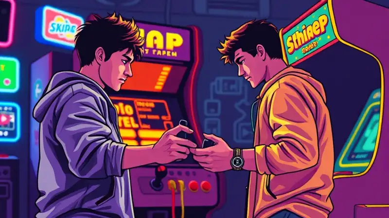 Dos jugadores colaboran en arcade retro