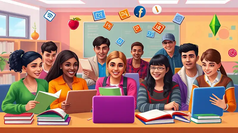 Estudiantes Sims colaboran en aula digital