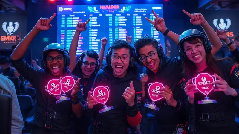 Jugadores élite celebran con trofeos digitales