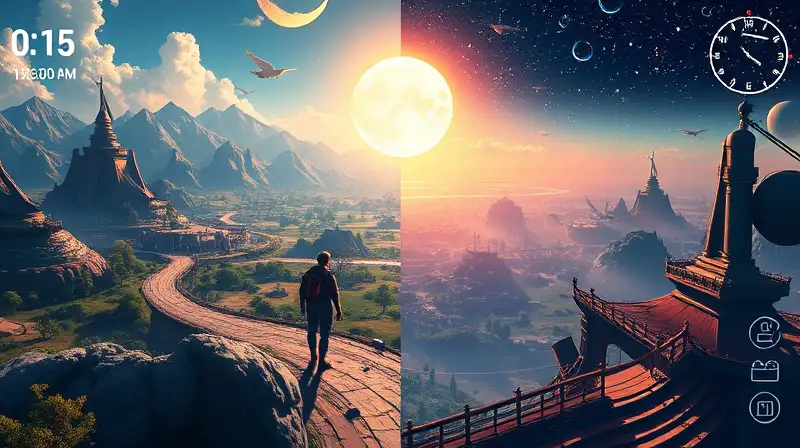 Paisaje de juego con ciclo día-noche