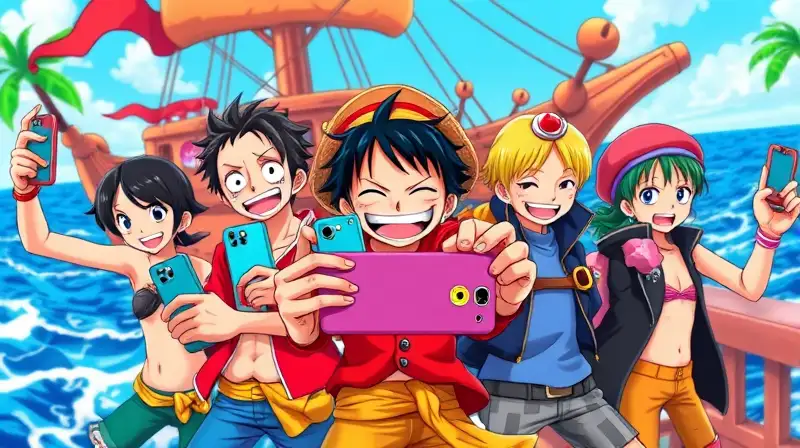 Personajes de One Piece jugando alegres
