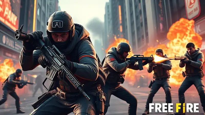 Jugadores de Free Fire en batalla intensa