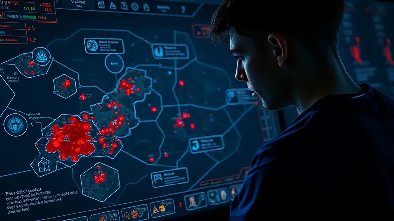 Gamer analiza mapa con zonas peligrosas