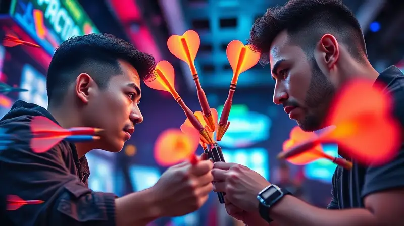 Dos jugadores compiten intensamente en arcade futurista