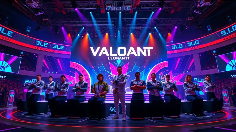 Arena futurista de esports con competición vibrante
