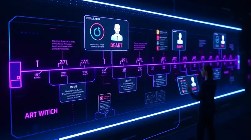 Interfaz holográfica futurista con estética cyberpunk