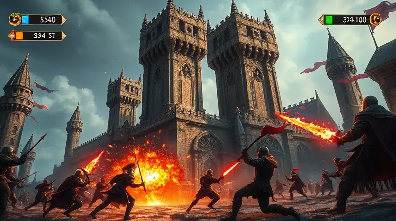 Batalla épica medieval con efectos mágicos