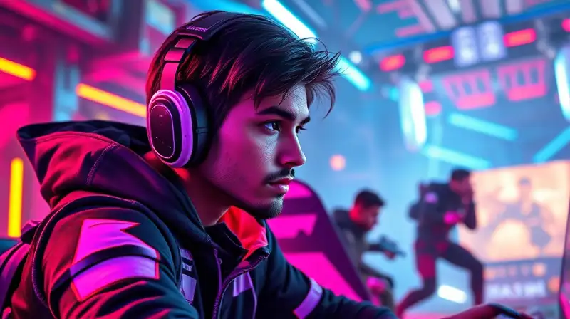 Jugador de Apex Legends en ambiente futurista vibrante