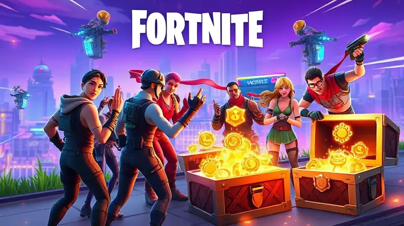 Personajes de Fortnite en acción victoriosa