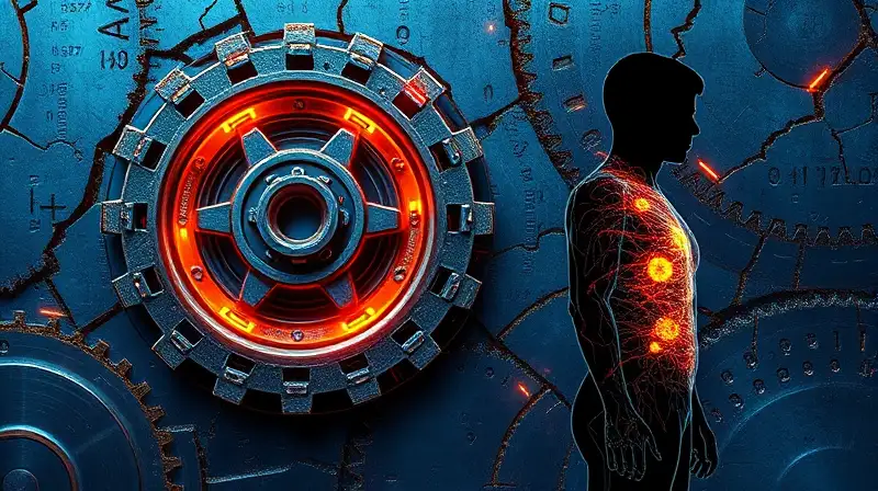 Engranajes futuristas y energía vibrante digital