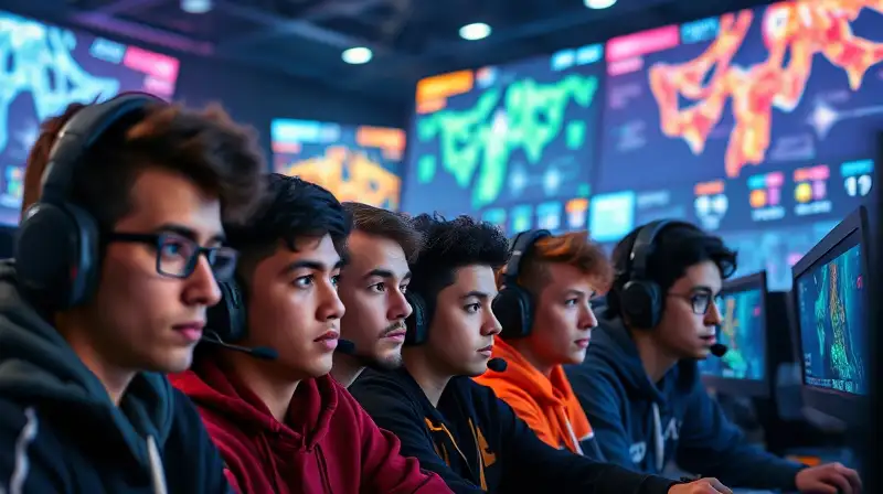 Equipo diverso compite intensamente en arena futurista
