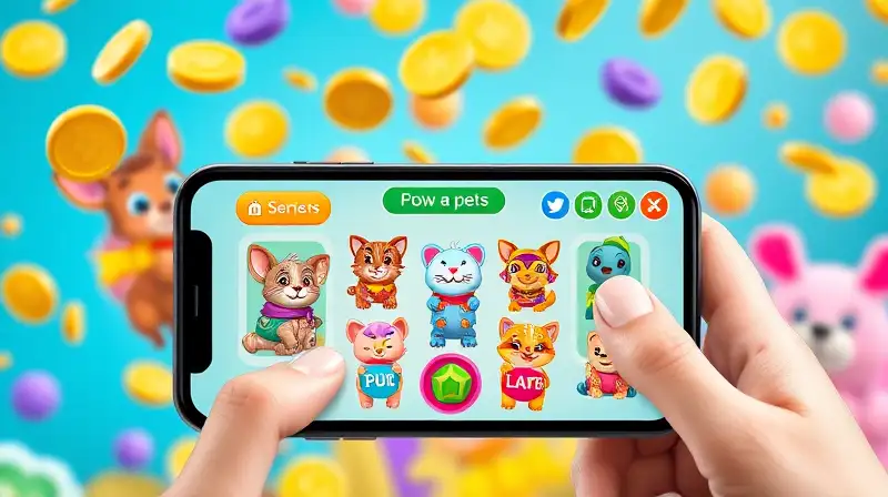 Jugador feliz elige mascotas en Coin Master