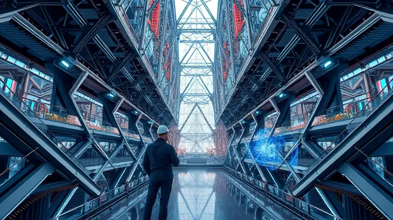 Estructuras futuristas con tecnología y colaboración avanzada