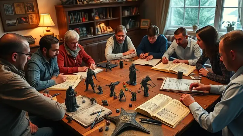 Grupo diverso juega RPG clásico alrededor